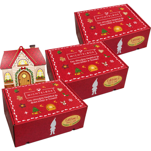 Wichtelbox Bundle: Edition 1+2+3 - mit Wichtelhaus und Wichteltüre