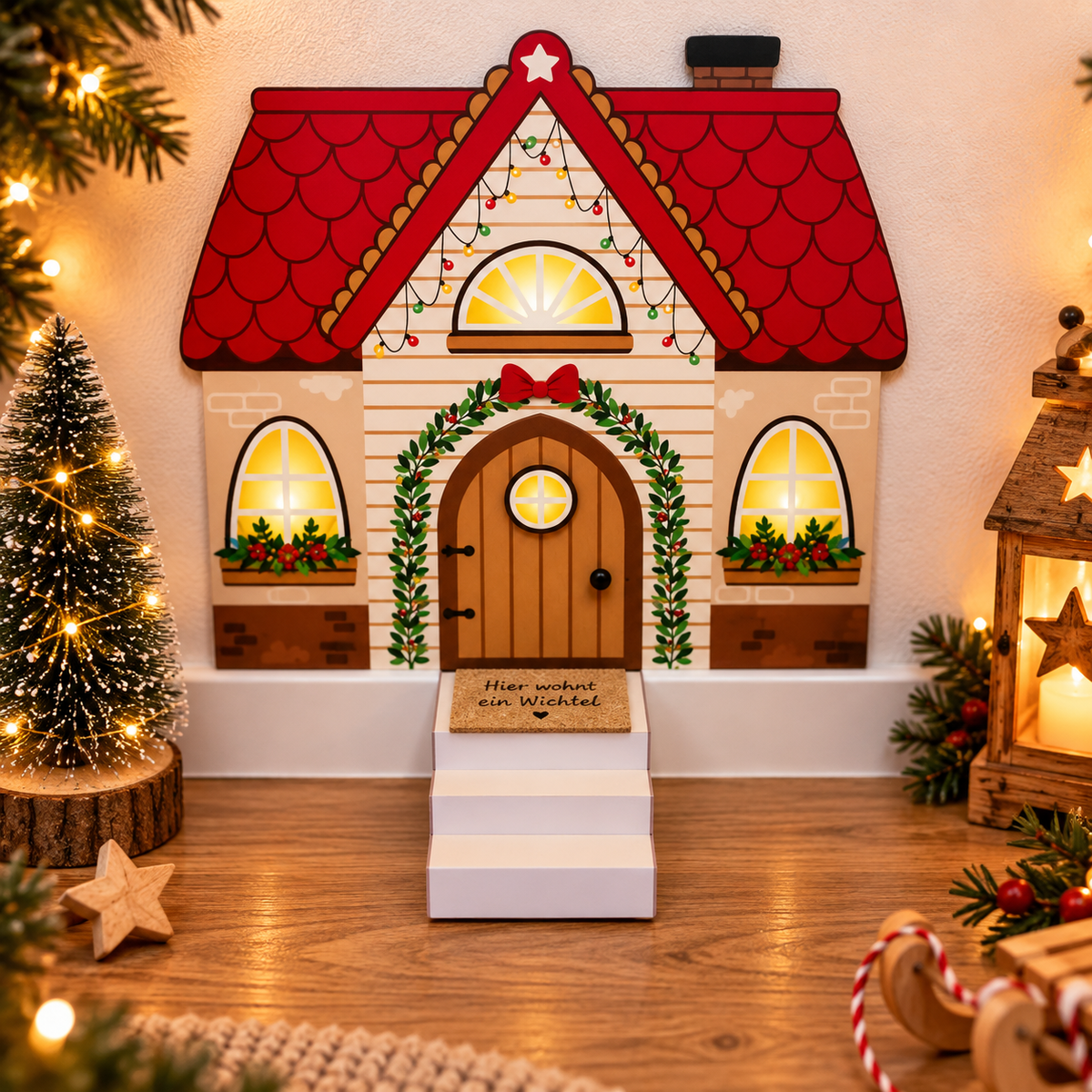 Wichtel-DIY: Bastelvorlage für Wichtelhaus-Treppe