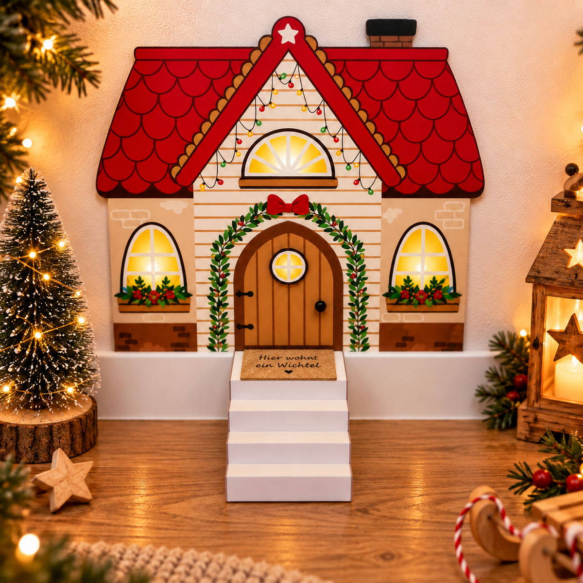 Wichtel-DIY: Bastelvorlage für Wichtelhaus-Treppe