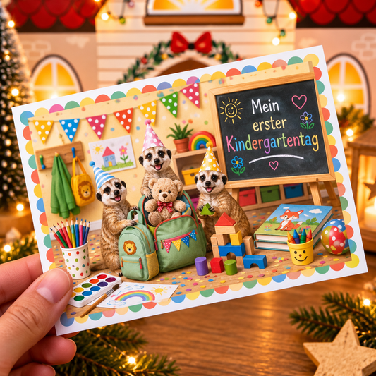 Wichtel-DIY: Postkarte für den 1. Kindergartentag
