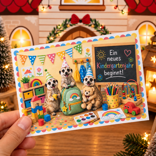 Wichtel-DIY: Postkarte für das neue Kindergartenjahr